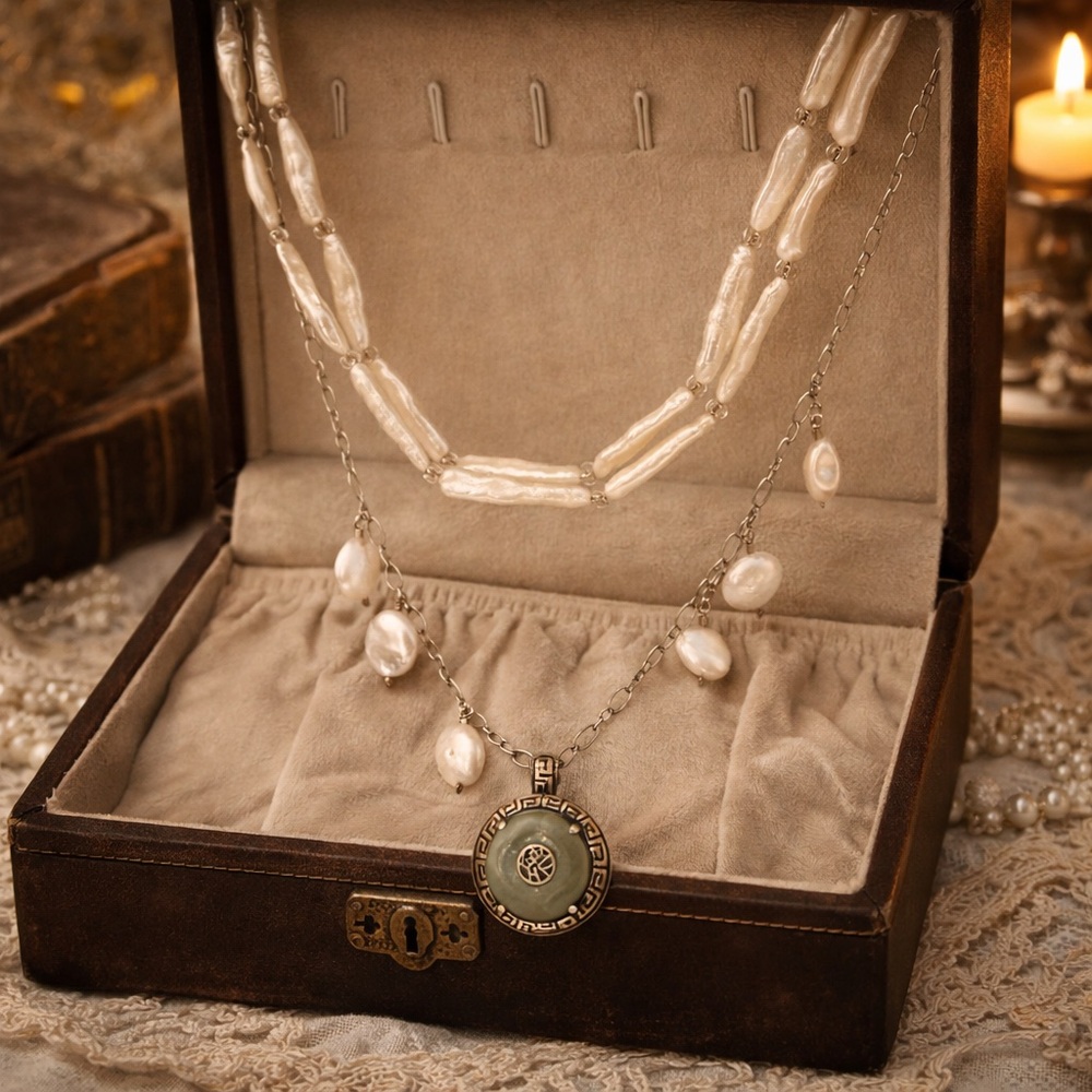 Elegant Silver and Cream Necklace